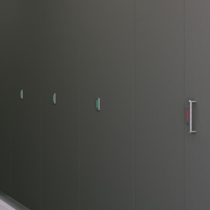 Phenolic Black Core Ceiling Hung Toilet Partition - Alcove Closed Layout