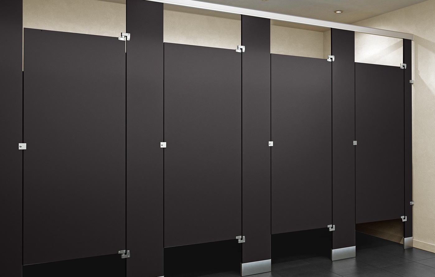 Phenolic Color Through Ceiling Hung Toilet Partition - Between Walls Layout